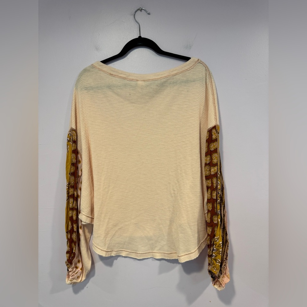 ⚜️Boho Balloon Sleeve Top in Cream and Mustard - Picture 5 of 5